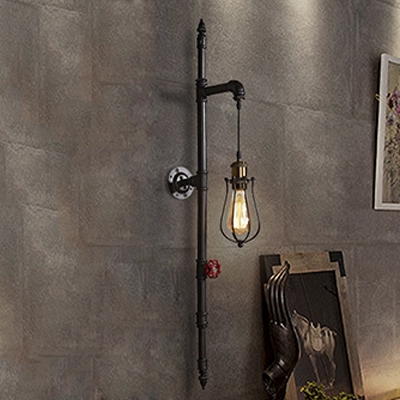 40'' High Black Finish Pipe LED Wall Sconce