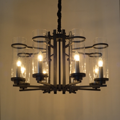 Single-Tier 8 Light LED Chandelier With Clear Glass