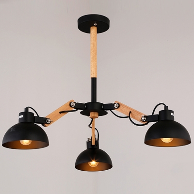 Matte Black Spun Wood 3 Light Small LED Chandelier