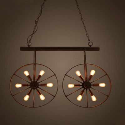 

Industrial Loft Wrought Iron Wheel LED Island Chandelier, HL410767