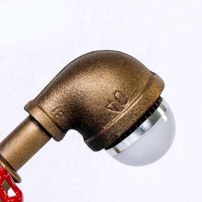 Mini LED Pipe Nightlight with Red Valve in Brass Finish