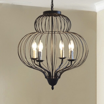 20 Inches Wide Matte Black Cage Pearl Foyer LED Pendant - Beautifulhalo.com