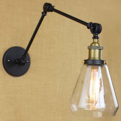 6'' Height Matte Black Clear Glass Adjustable LED Wall Lamp