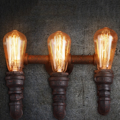 

Distressed Iron 3 Lights Industrial Mini Pipe LED Wall Sonces, HL409340