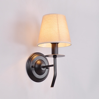 

Industrial Single Light LED Wall Light with Fabric Shade, HL410668