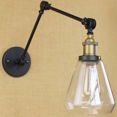 6'' Height Matte Black Clear Glass Adjustable LED Wall Lamp