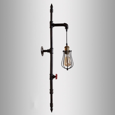 40'' High Black Finish Pipe LED Wall Sconce