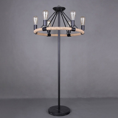 Metal Hemp Rope LED Floor Lamp in Matte Black Finish 