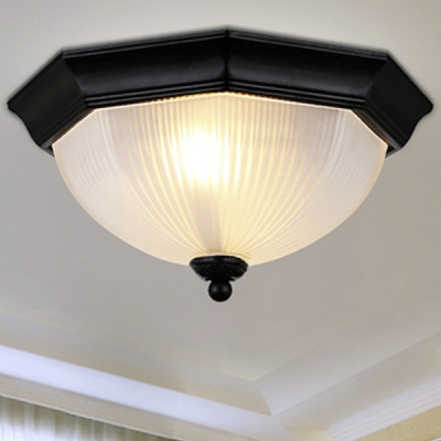 Black LED Flush Mount Ceiling Fixture with Ribbed Class