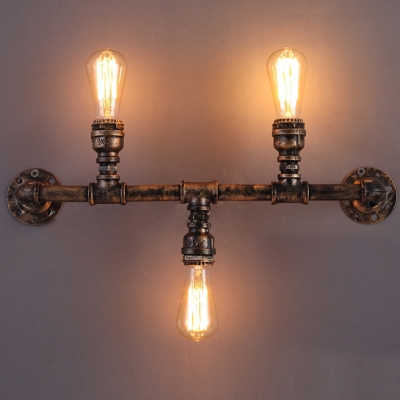 22 Inches Wide Antique Copper Three Light Indoor LED Wall Lamp
