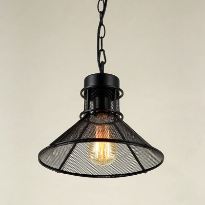 Industrial Metal 12" Wide Black Small LED Pendant