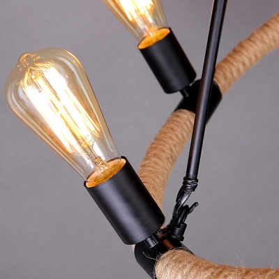 Metal Hemp Rope LED Floor Lamp in Matte Black Finish 