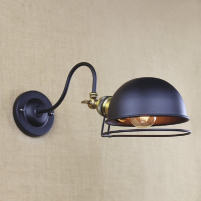 Wrought Iron 1 Light Adjustable LED Wall Lamp in Satin Black