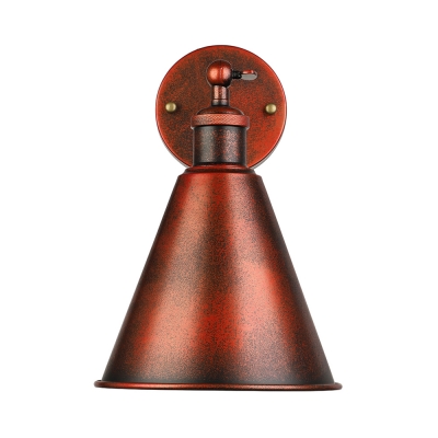 Weathered Copper Single Light Indoor Hallway LED Wall Sconce with Cone Metal Shade