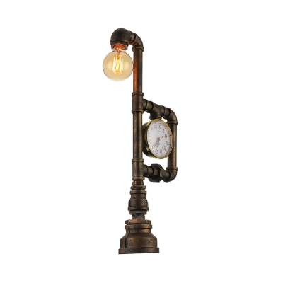 Antique Brass Single Light Clock LED Desk Lamp
