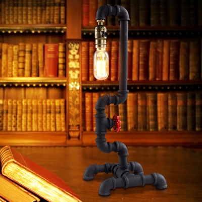 Large Pipe LED Table Lamp 20'' H in Old Iron