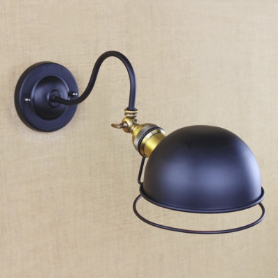 Wrought Iron 1 Light Adjustable LED Wall Lamp in Satin Black