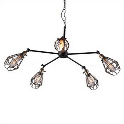 

Matte Black Urban Renewal 5 Light 1 Tier LED Chandelier, HL410069