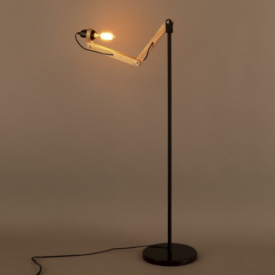Simple Spun Wood Living Room Adjustable LED Floor Lamp in Black Finish