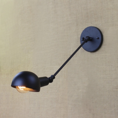 Adjustable Dome Wall Sconce in Black Task Lighting for Studying Room Living Room Hallway
