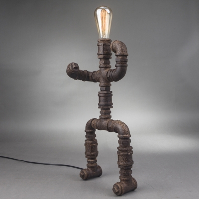 Industrial Robot LED Table Lamp in Rust Finish