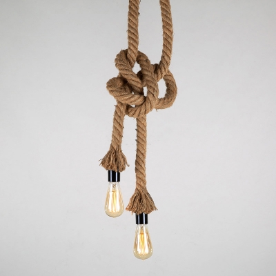 2 Light LED Ceiling Pendant in Natural Rope
