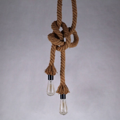 2 Light LED Ceiling Pendant in Natural Rope
