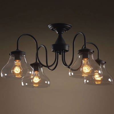 4 Lights Classic Glass Metal Ceiling Lamp LED Chandelier Light