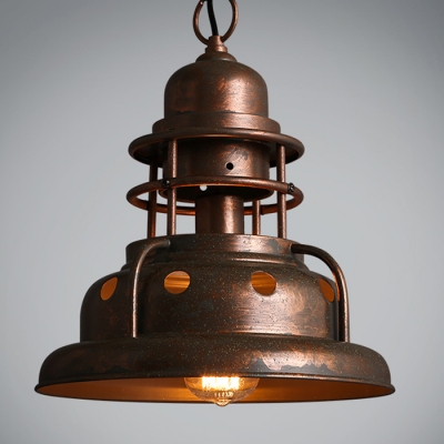 Weathered Copper 1 Light Metal Shade Pendant for Warehouse Loft Kitchen