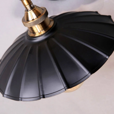 1 Light LED Wall Sconce with Aged Scalloped Metal Shade in Black