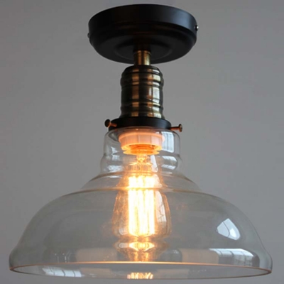 Bronze/Black 1 Light LED Semi Flush Mount in Clear Glass Shade