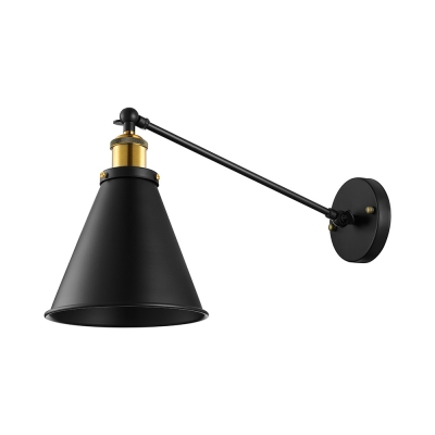 Industrial Conical Shade Wall Light in Black for Warehouse Farmhouse Living Room