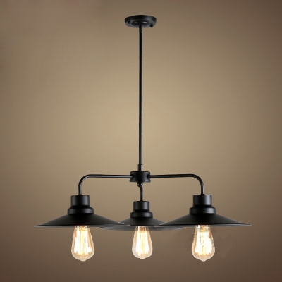 Industrial Style 3 Light LED Chandelier with Metal Shade