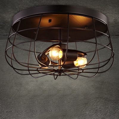 

Satin Black Neo-Industrial 3 Light LED Flush Mount Ceiling Fixture