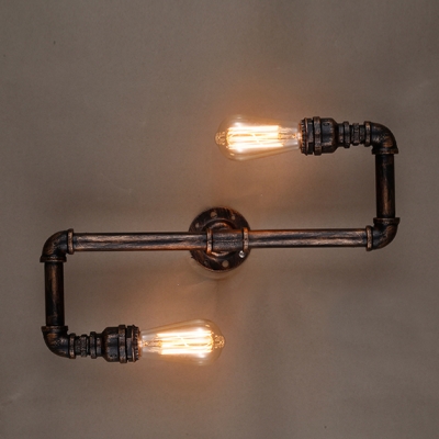 

Industrial 2 Light Pipe LED Wall Lamp in Aged Copper Finish