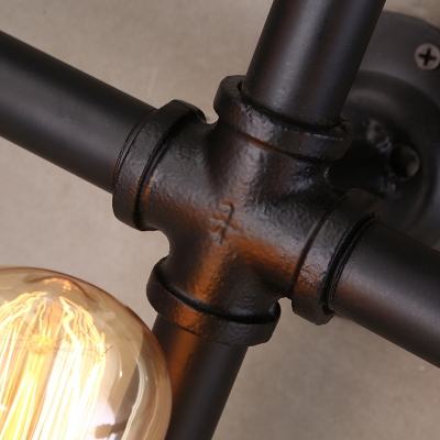 Black Finished Pipe 3 Light LED Wall Sconce