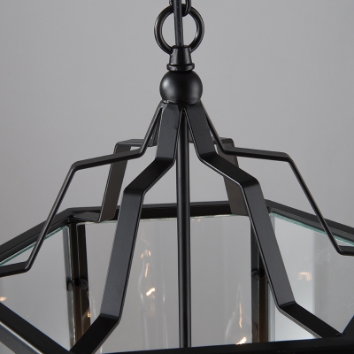 Lantern Style 3 Light LED Chandelier in Black Finish