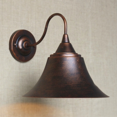Single Light LED Wall Light with Bell Shade in Antique Copper