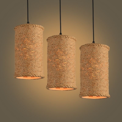 

Burlap 3 Bulbs LED Multi Light Pendant with Cylinder Shade, HL409664