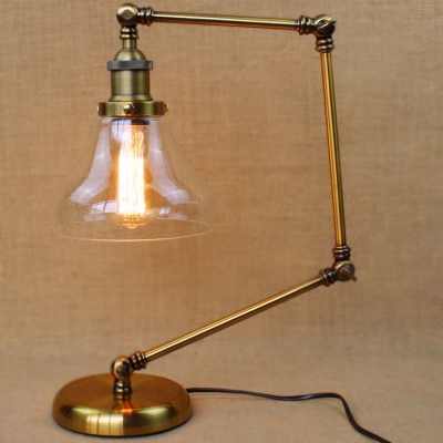 Polished Brass 1 Light Bell Clear Glass Task LED Table Lamp
