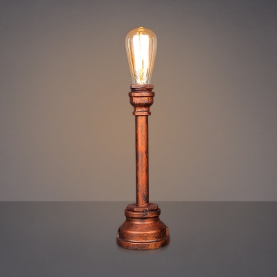 Single Light Pipe LED Desk Lamp in Antique Copper Finish