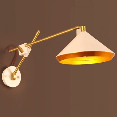 Unique Umbrella Shade Adjustable LED Wall Sconce in Polished Brass Finish