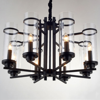 Single-Tier 8 Light LED Chandelier With Clear Glass