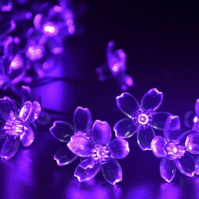 50 Pics Romantic Purple Peach Blossom LED Solar Decorative String Lighting