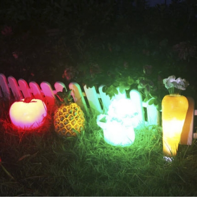 Adorable 6 Inches Wide Cabbage Shape Green Light LED Nature Powered Landscape Lighting