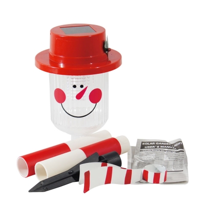 Cute Red Snowman Super Bright 1 LED Cool White Holiday Decorative Garden Stake