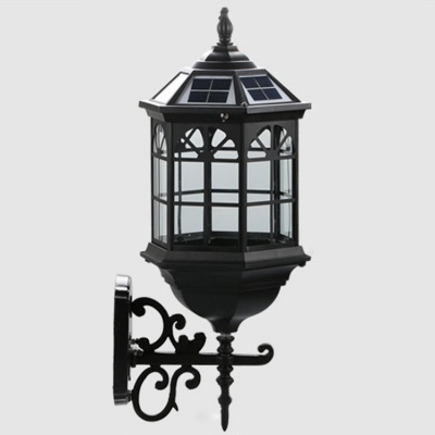 Matte Black  Nine Inches Wide Special Designed Solar Powered LED Wall Lamp