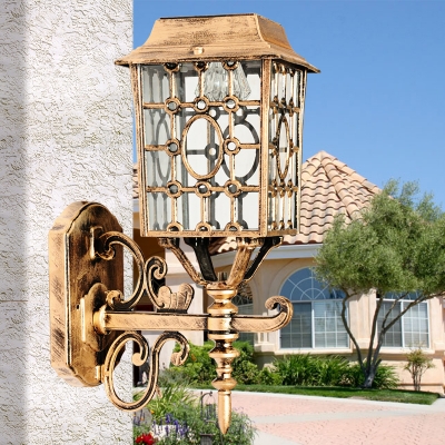 Old Bronze Solar 14'' H LED Weatherproof Wall Sconce with Delicate Lattice Motif