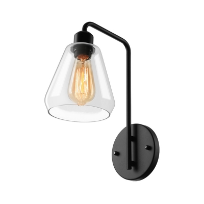 Industrial Style 1 Light Cone Shade Matte Black LED Wall Sconce