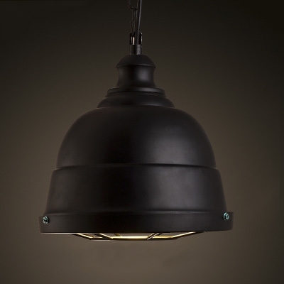 Single Light Bowl LED Pendant in Black Finish